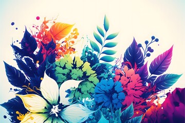 Abstract colorful floral pattern on white background - obrazy, fototapety, plakaty
