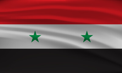 Flag of Syria, with a wavy effect due to the wind.