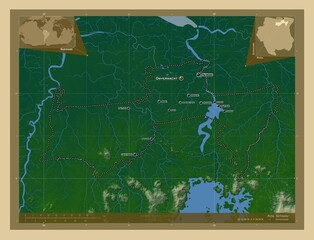 Para, Suriname. Physical. Labelled points of cities