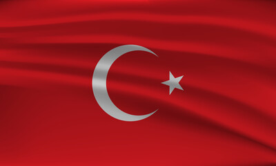 Flag of Turkey, with a wavy effect due to the wind.