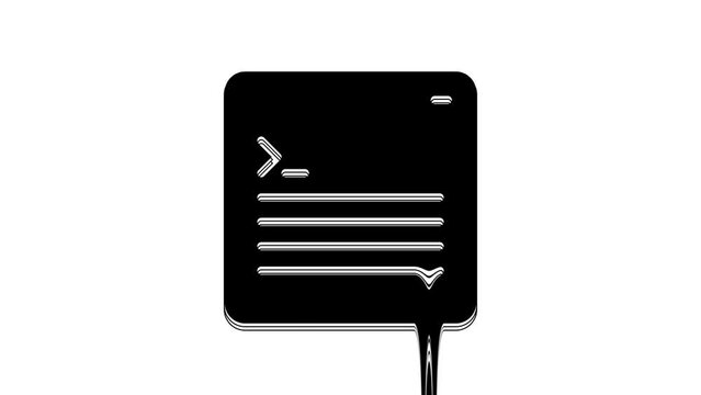 Black Software, web developer programming code icon isolated on white background. Javascript computer script random parts of program code. 4K Video motion graphic animation