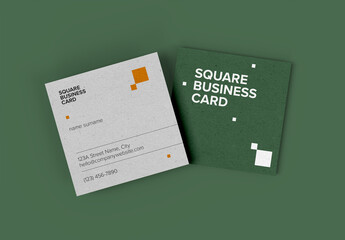 Square business card mockup