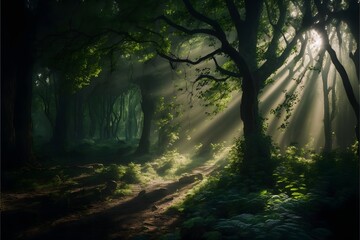 Fototapeta premium Professional sunrays click in a forest