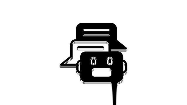 Black Chat bot icon isolated on white background. Chatbot icon. 4K Video motion graphic animation