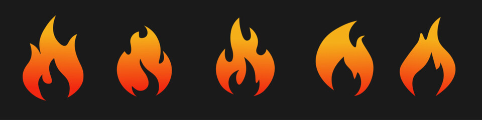 Collection of fire icons. Fire icons set. Fire flames