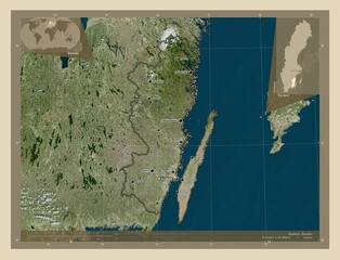 Kalmar, Sweden. High-res satellite. Labelled points of cities © Yarr65