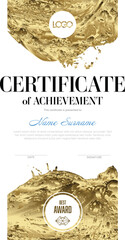 Modern certificate template with golden elements