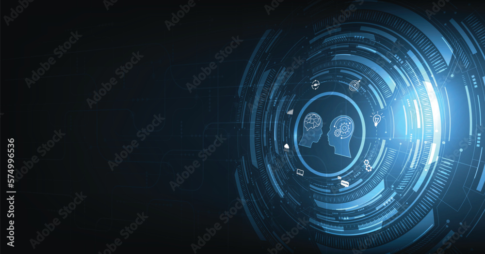 Fototapete human chat with ai. ai chatbots or artificial intelligence can communicate through messages with hum