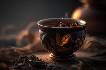 Obraz na płótnie Canvas Closeup of delicious Herbal Tea. Generative AI