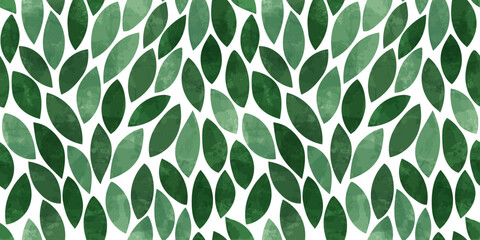 Watercolor leaves pattern. Leaves seamless vector background, textured jungle print.