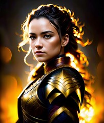 portrait of a woman with gold armour