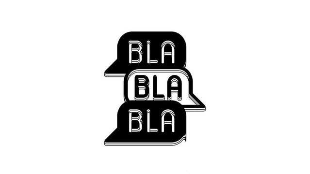 Black Speech bubble chat icon isolated on white background. Message icon. Communication or comment chat symbol. 4K Video motion graphic animation
