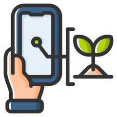 Smartphone icon for technology, gardening, farming, industry, agriculture and internet of think