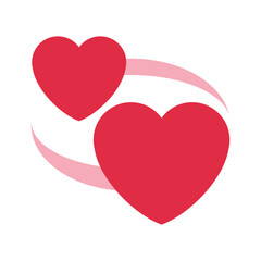 Revolving Hearts vector icon design. Isolated hearts revolving around sign sticker label. 