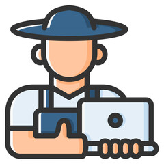 Farmer icon for technology, gardening, farming, industry, agriculture and internet of think