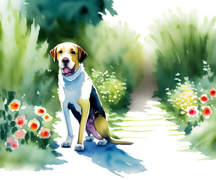 Labrador Retriever Dog, Generative AI Illustration