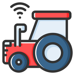 Tractor icon for technology, gardening, farming, industry, agriculture and internet of think