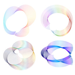 Design elements. Wave of many purple lines circle ring. Abstract vertical wavy stripes on white background isolated. Vector illustration EPS 10. Colourful waves with lines created using Blend Tool