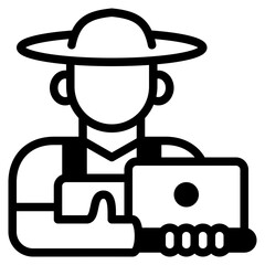 Farmer icon for technology, gardening, farming, industry, agriculture and internet of think