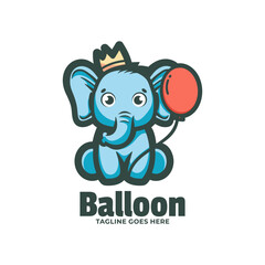 Balloon Elephant Logo Vector