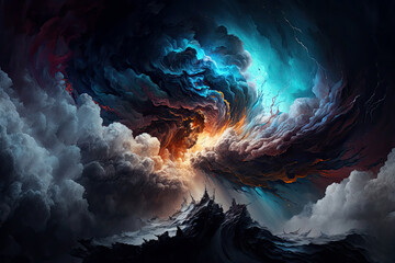 Abstract space earth and fire, background wallpaper, Generative AI