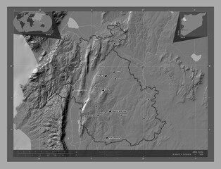 Idlib, Syria. Bilevel. Labelled points of cities