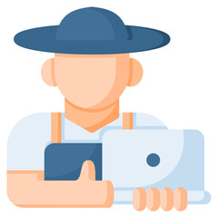 Farmer icon for technology, gardening, farming, industry, agriculture and internet of think