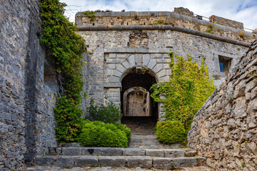 Fototapeta na wymiar Ancient stairs in Doria Castle in Porto Venere, Italy.