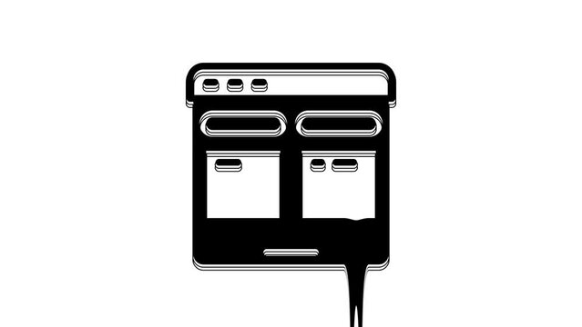 Black Online translator icon isolated on white background. Foreign language conversation icons in chat speech bubble. Translating concept. 4K Video motion graphic animation