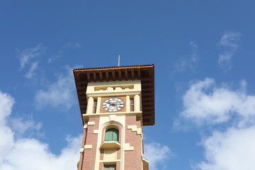View of the fortress Kite-Bay from the boat in Mediterranean Sea. Scenic landscape on a rainy day.