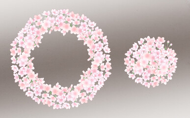 満開の桜のリース -濃いねず背景-