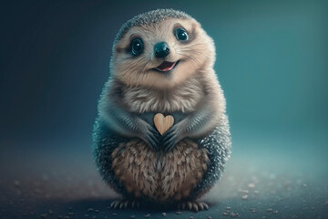 generative ai illustration of cute animal giving its heart as a Valentine's Day gif
