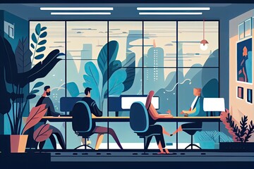 Work office setting vector illustration