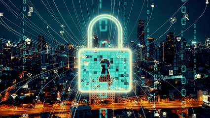 Cyber Security and Alteration Data Protection on Digital Platform . Graphic interface showing...