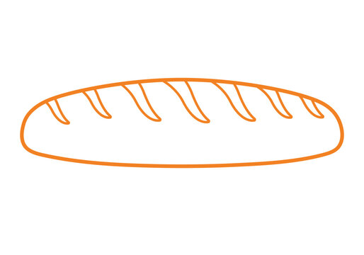Baguette Line Icon Vector Illustration for French Bread Doodle