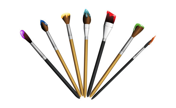 illustration of paint brushes art tools 

isolated