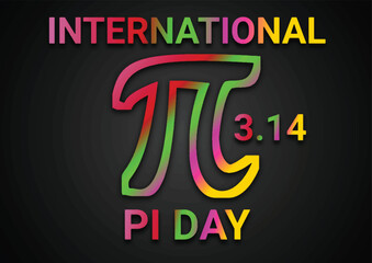 International Pi Day! Mathematical constant number. Colorful Neon Sign. Vector illustration.