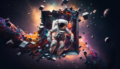 Obraz na płótnie Canvas Astronaut in the space, Generative AI