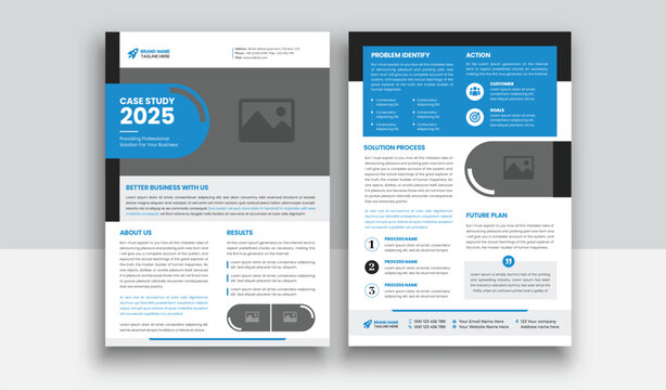 Business Case Study Layout with Blue Color