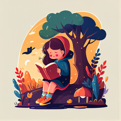 The girl is reading story 