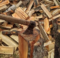 axe on wood