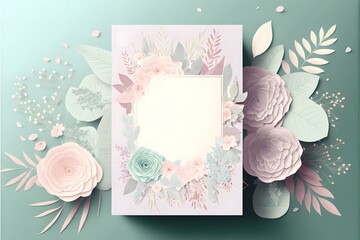 Pastel color greeting card design with floral pattern