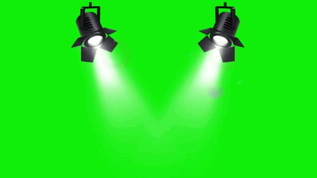 spotlight footage, stage lights, with green screen background, perfect for intro, outro, countdown, content, technology, slides, film, cinematic, video editing, etc.