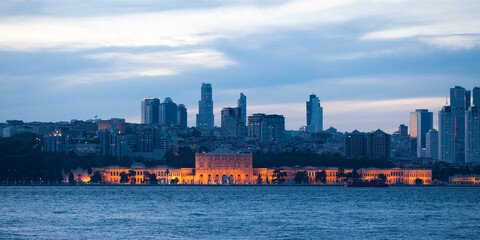 Dolmabahçe Palace in Istanbul at dusk