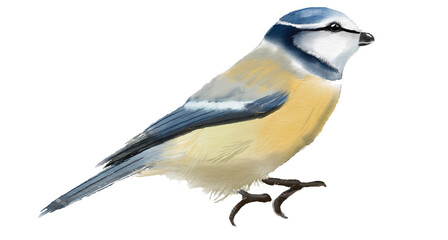 Handpainted watercolor illustration birds isolated on white background blue tit. - 575013768