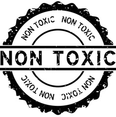 Grunge black non toxic word round rubber seal stamp on white background