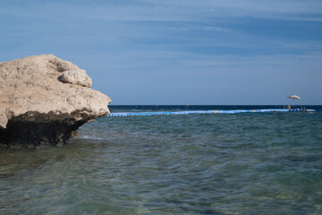 Naklejka premium Red Sea in the Gulf of Aqaba, surrounded by the mountains of the Sinai Peninsula, Dahab, Egypt