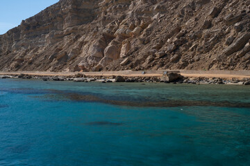 Red Sea in the Gulf of Aqaba, surrounded by the mountains of the Sinai Peninsula, Dahab, Egypt