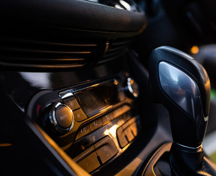 automatic car detail of stick and air con fan speed buttons