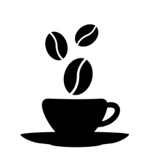 Cup of coffee. Coffee cup icon vector. Coffee icon illustration. Cup of coffee with beans.